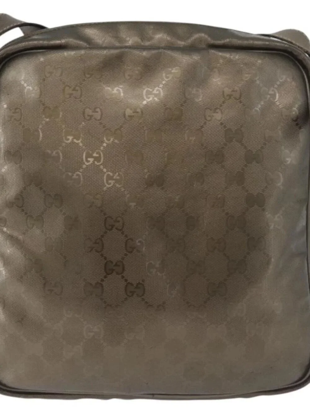 GUCCI GG Implementation Shoulder Bag PVC Bronze Silver 201448 Auth